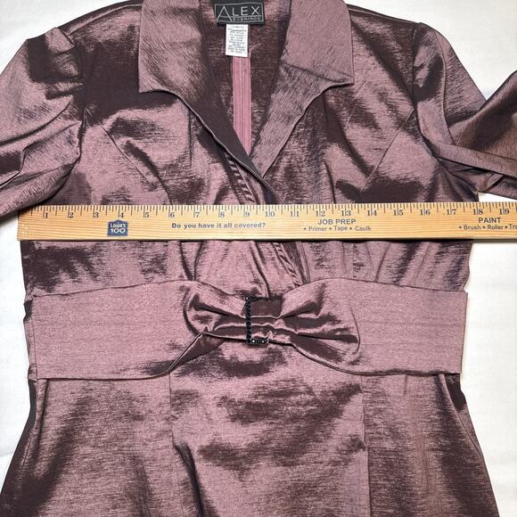 Alex Evenings Womens Large Purple Wrap Jacket Blazer Blouse With Bow Tie Accent - Picture 7 of 15